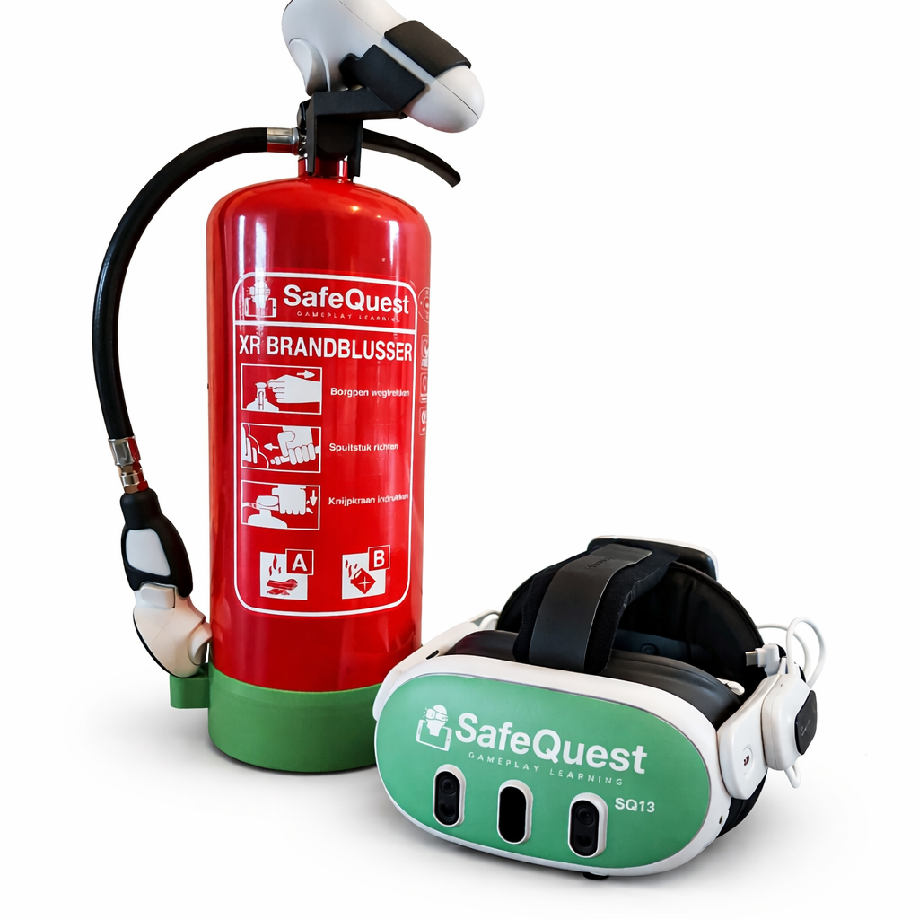 XR headset with real extinguisher integration