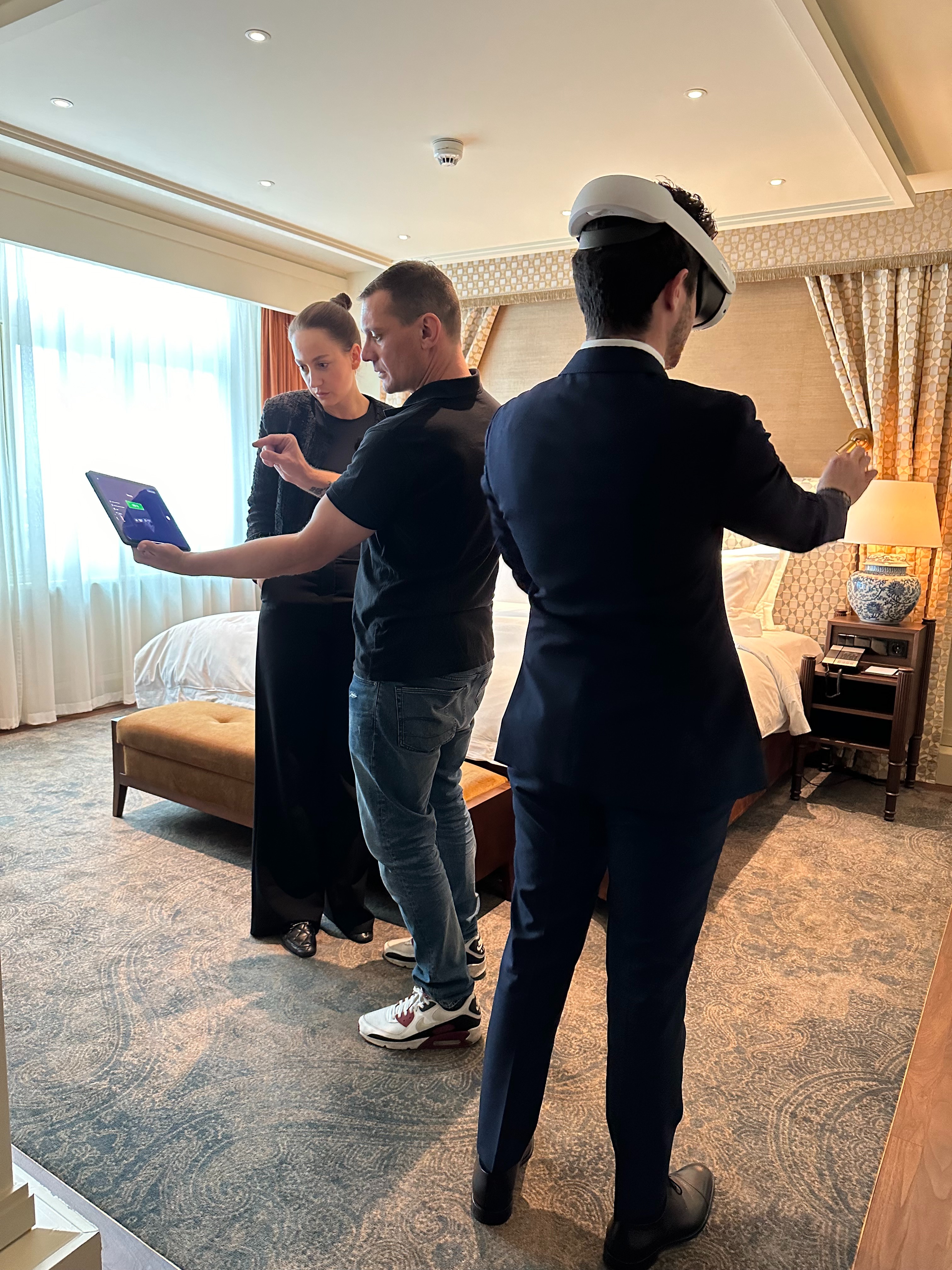 FireScenario XR training demo at event — hotel room scenario