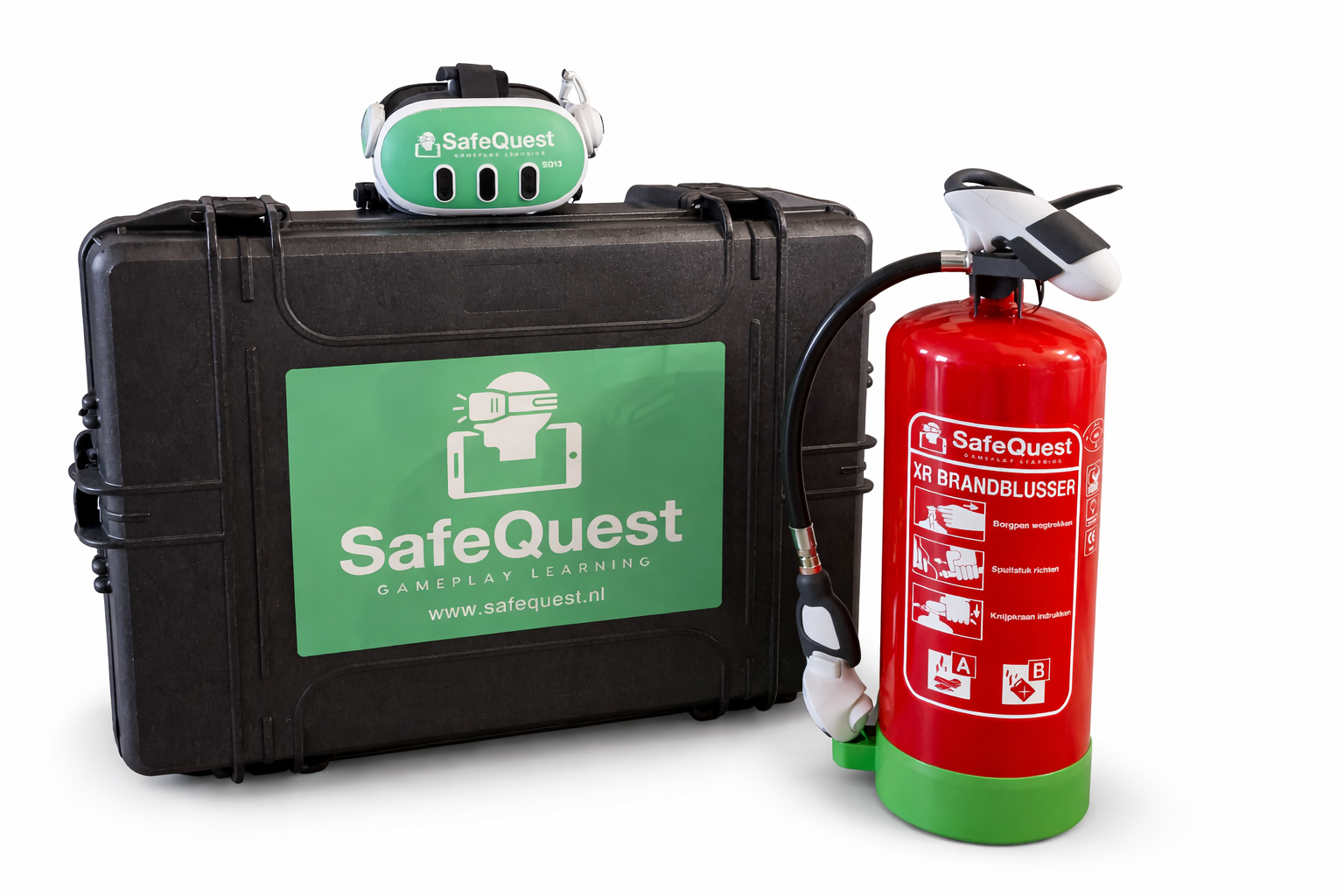 FireScenario XR closed case with headset and extinguisher