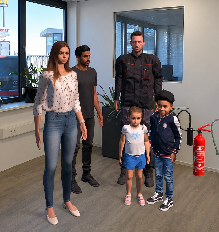 Virtual victims responding to fire scenario